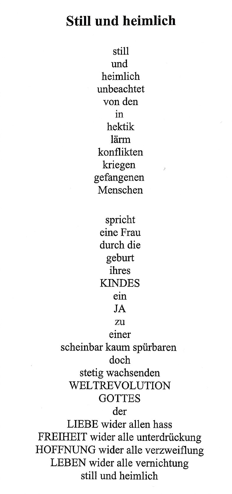 Gedicht heimlich still